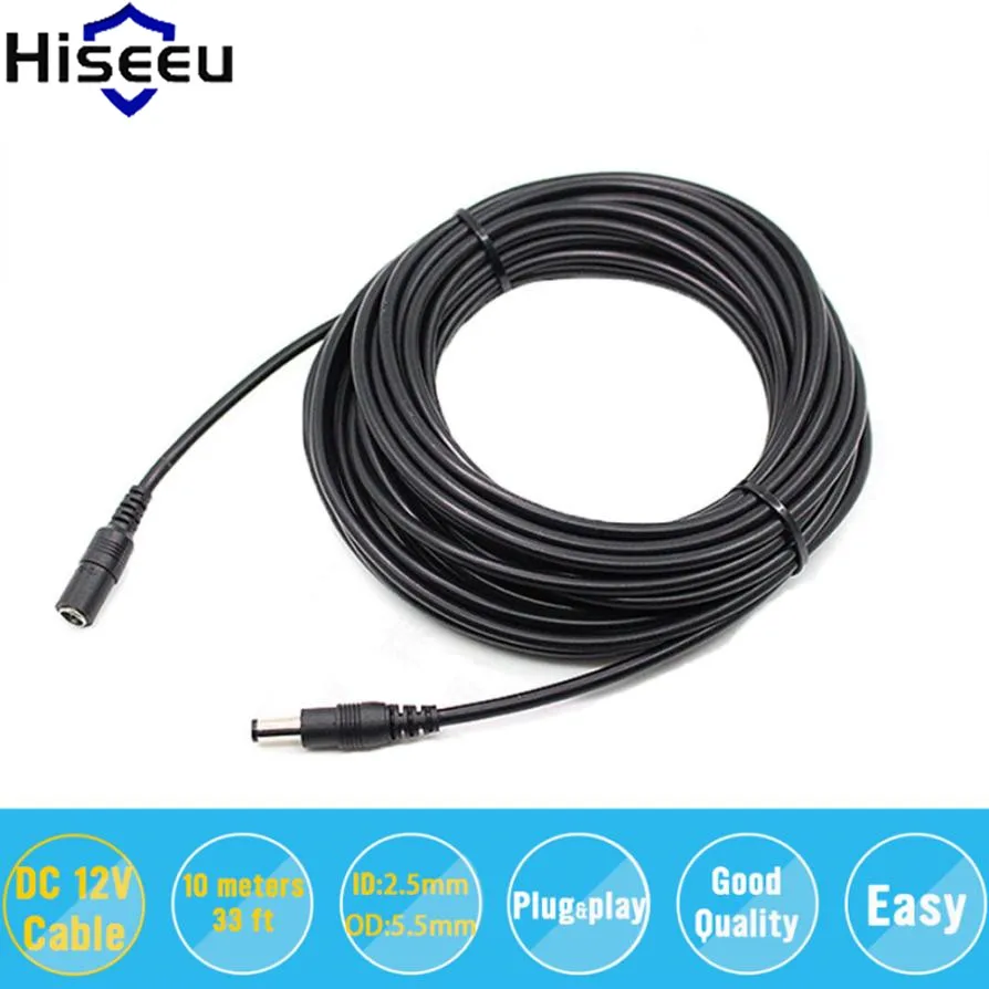 Hiseeu 30 футов 10 м/5 м/3 м 5 мм x 2 1 5/2 12 В DC Мужской Женский удлинитель шнур 20AWG для камеры
