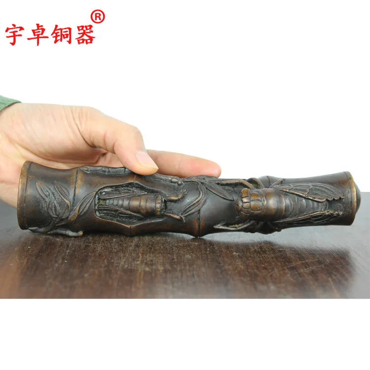 Чжо юй медь бронза Пресс-Папье двойной cicada живопись и написание пресс-бумага