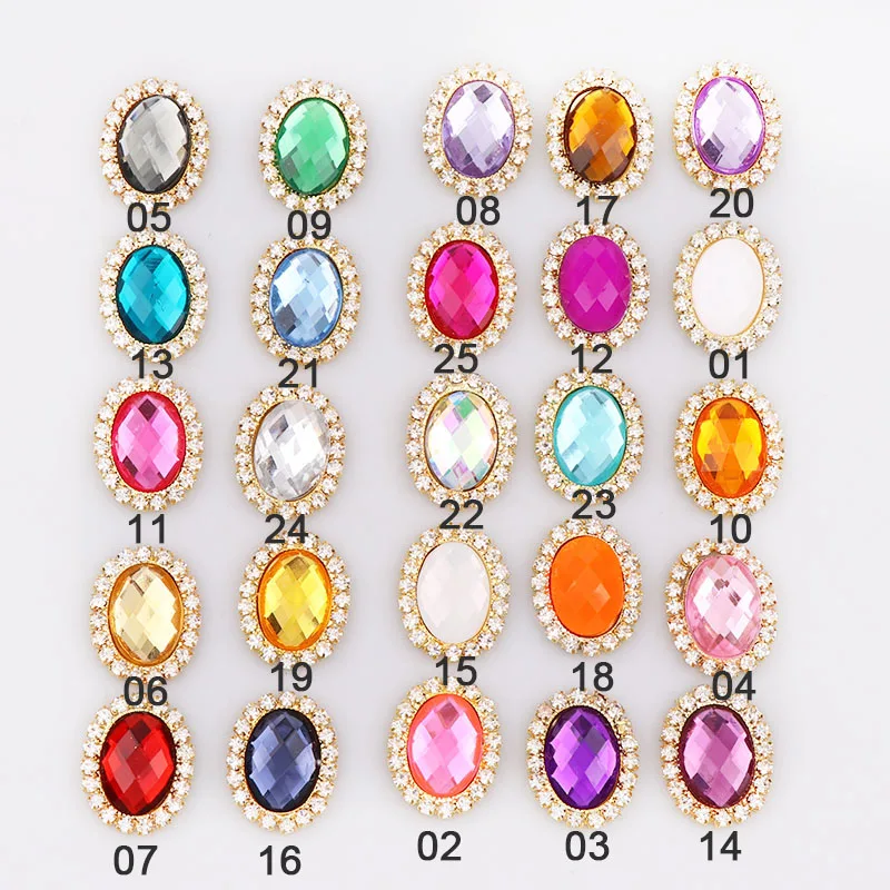 Овальная акриловая кнопка для страз 13х18 мм латунный металлический золотой