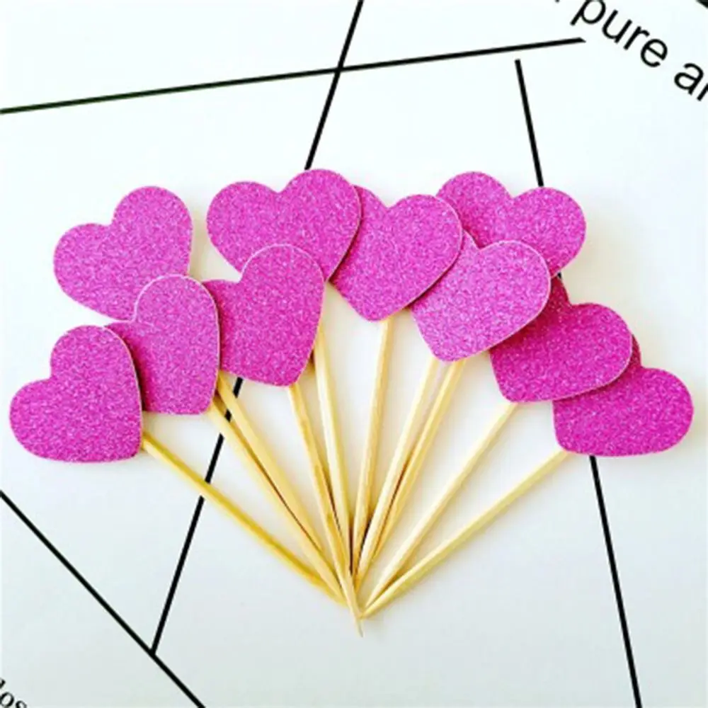 10 цвета розового золота блеск капкейк сердечко Топпер для торта С Днем Рождения