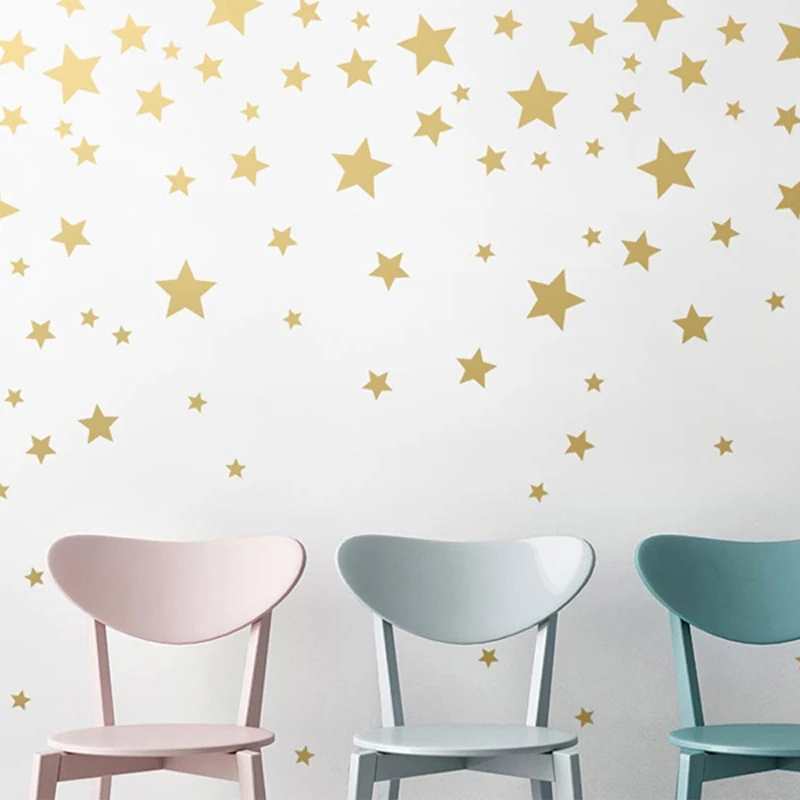 Золотые звезды для детской комнаты настенные стикеры со звездами наклейки