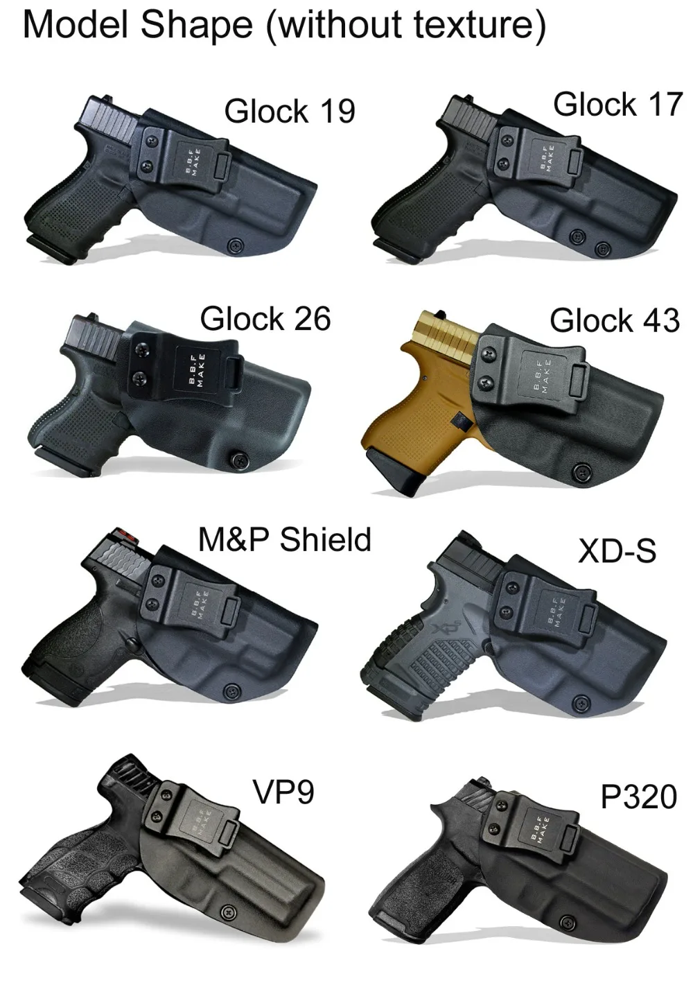 B.B.F Make MARPAT морской узор IWB KYDEX пистолет кобура для: Glock 19 17 23 26 28 43 P320 VP9 внутри скрытый кейс для пистолета