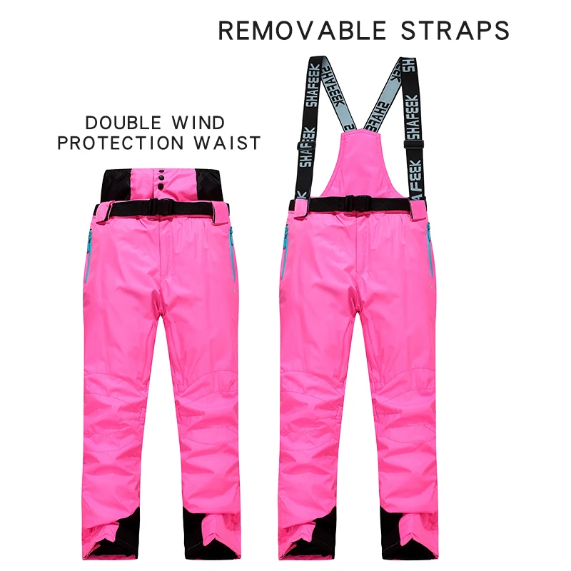 SHAFEEK -30 Degrees Women Skiing Jackets and Pants Suit Warm Women's Snow Snowboard Clothes Winter Dress Ski Suits Set Female | Спорт и