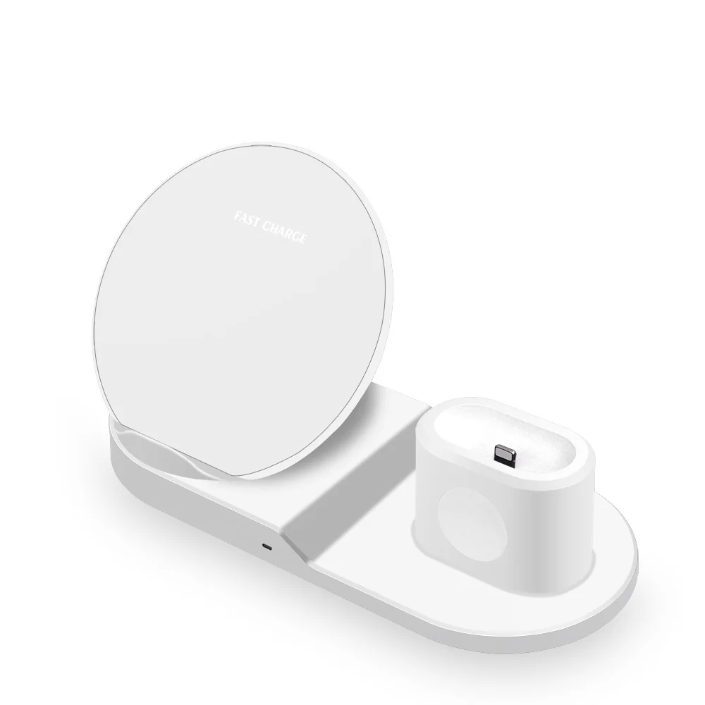 white FDGAO QI Беспроводное зарядное устройство для Apple Watch серии Airpods 10 Вт быстрая Беспроводная зарядная подставка для iphone X Xs Xr 8 для samsung S9 S8 - Тип штекера: white