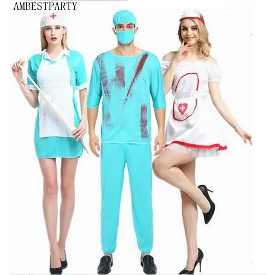 Хэллоуин кровавый Доктор костюмы ужас убийца сцены Косплей доктора медсестра