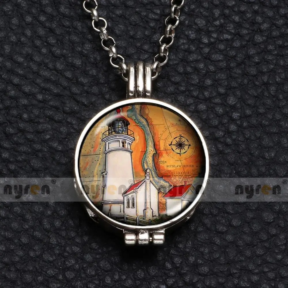 Perfume Aroma Pendant Necklace With Foam 25mm Glass Charms Lighthouse Multi Pattern For Man Women& Girl DZ1750