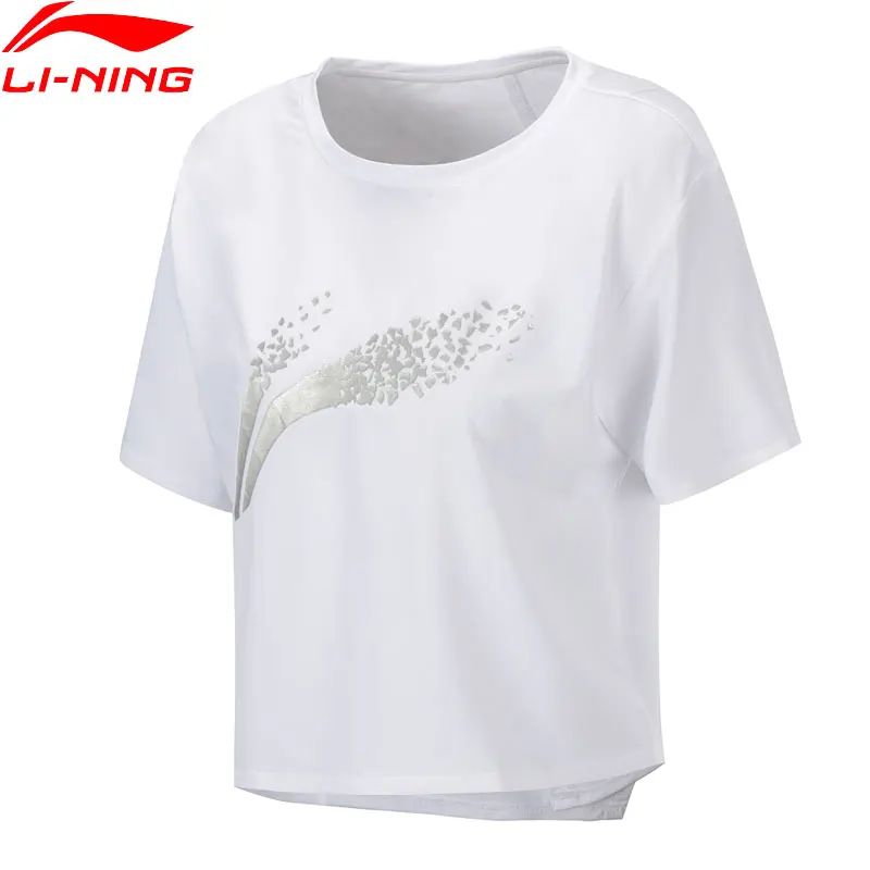 Li-Ning, женские футболки для тренировок, дышащие, 89% полиэстер, 11% спандекс, обычная посадка, с подкладкой, для фитнеса, спортивные футболки ATSP192 WTS1516