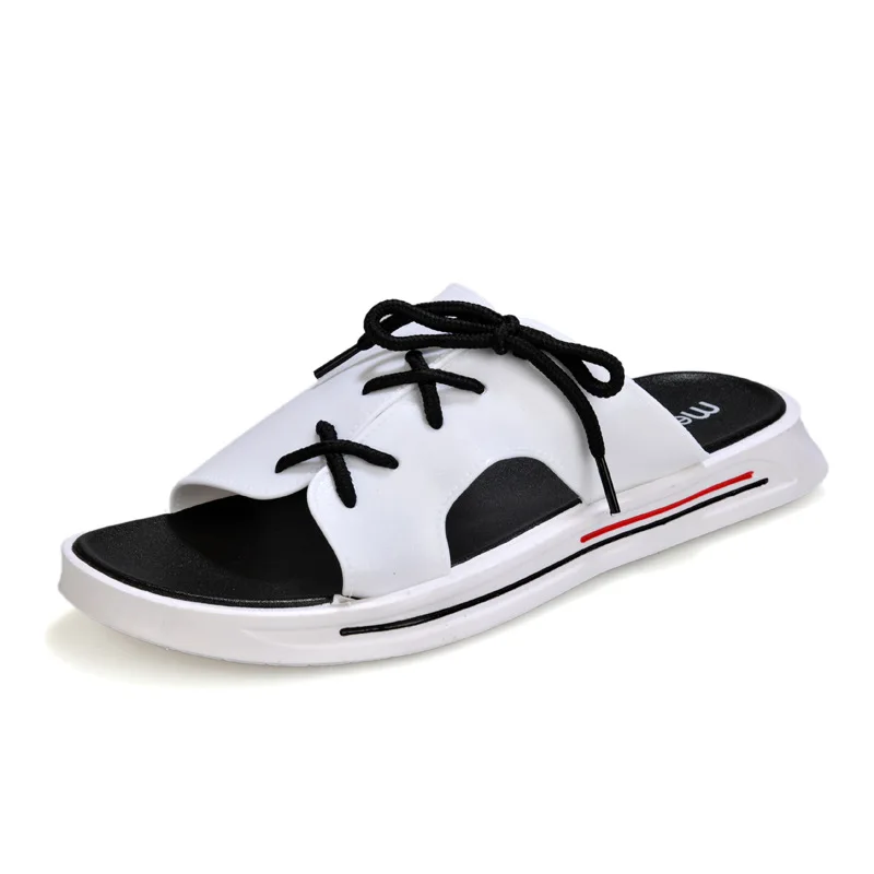 Мужские шлепанцы повседневная обувь черного и белого цвета нескользящие летние