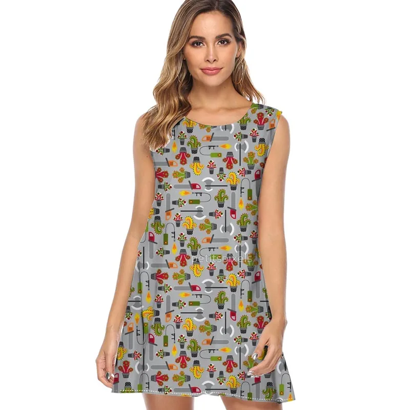 

New Mixed Up Printing Vintage Summer Beach Dress 2019 Sleeevless A Line O Neck Sundress Chiffon Dress Casual Sexy Mini Dress