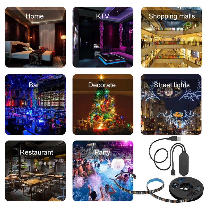 HKZZI 5 V USB Светодиодная лента Wi-Fi Alexa Голосовое управление RGB SMD 5050 работа с Android и iOS