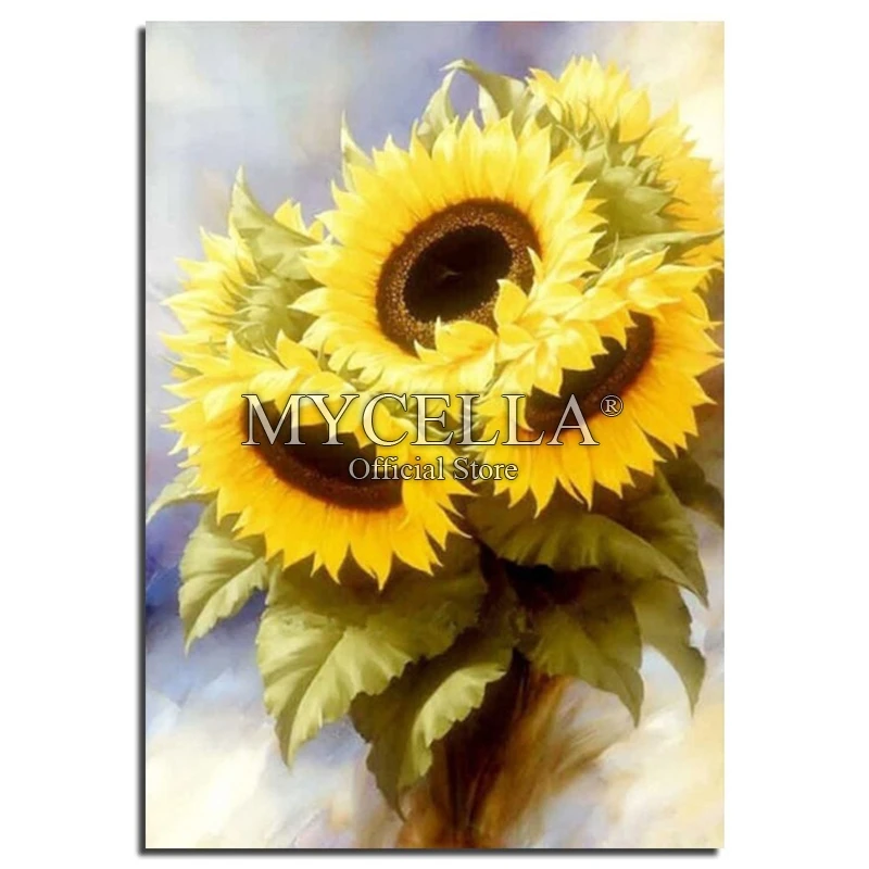 

5D DIY Diamond Painting Flowers Diamond Embroidery Cross Stitch Sunflower Needlework Full Round Rhinestone Mosaic Home Decor