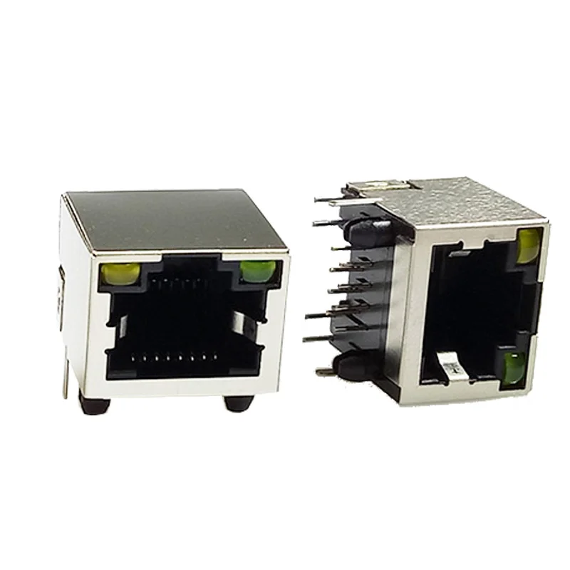 10 шт./лот 8P8C RJ45 коннектор для монтажа на панели с желтым зеленым светодиодом