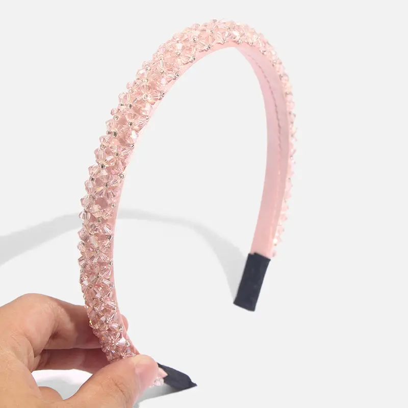 Flatfoosie Crystal Beaded Hair Band Fashion Headwear Girl Women Handmade Hair Accessories Headwear Party Wedding Headbands