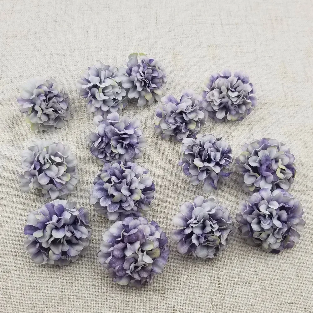 30 шт./лот искусственный цветок шелка Гортензия голова для Свадьбы вечерние