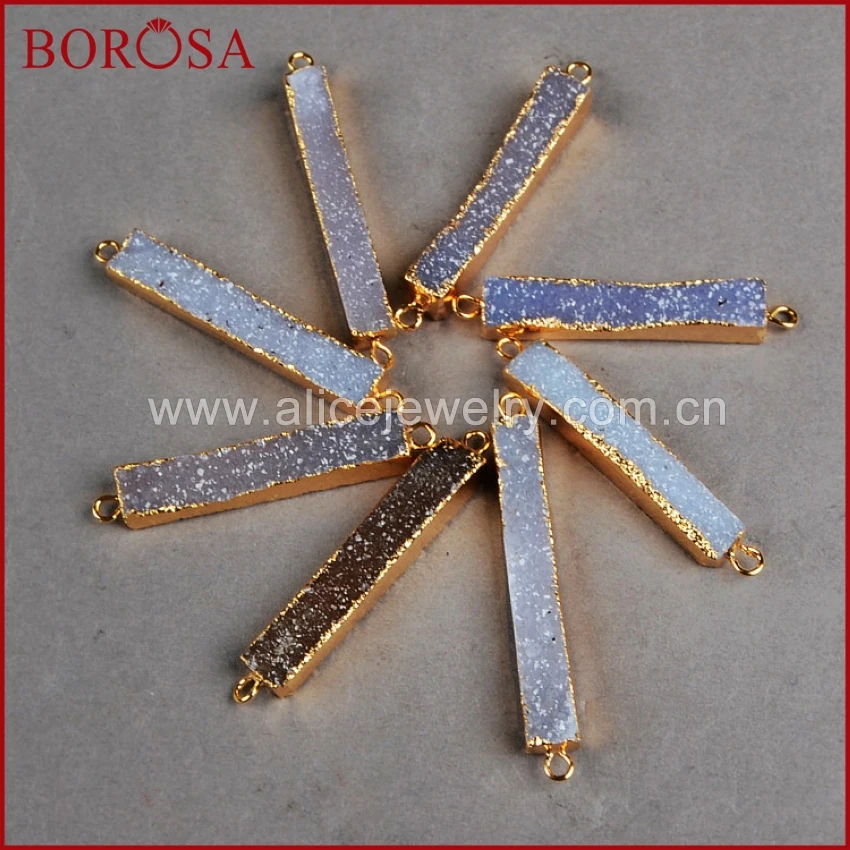 Borosa золотистого цвета тонкий прямоугольник натуральный цвет Drusy Druzy Кристальный