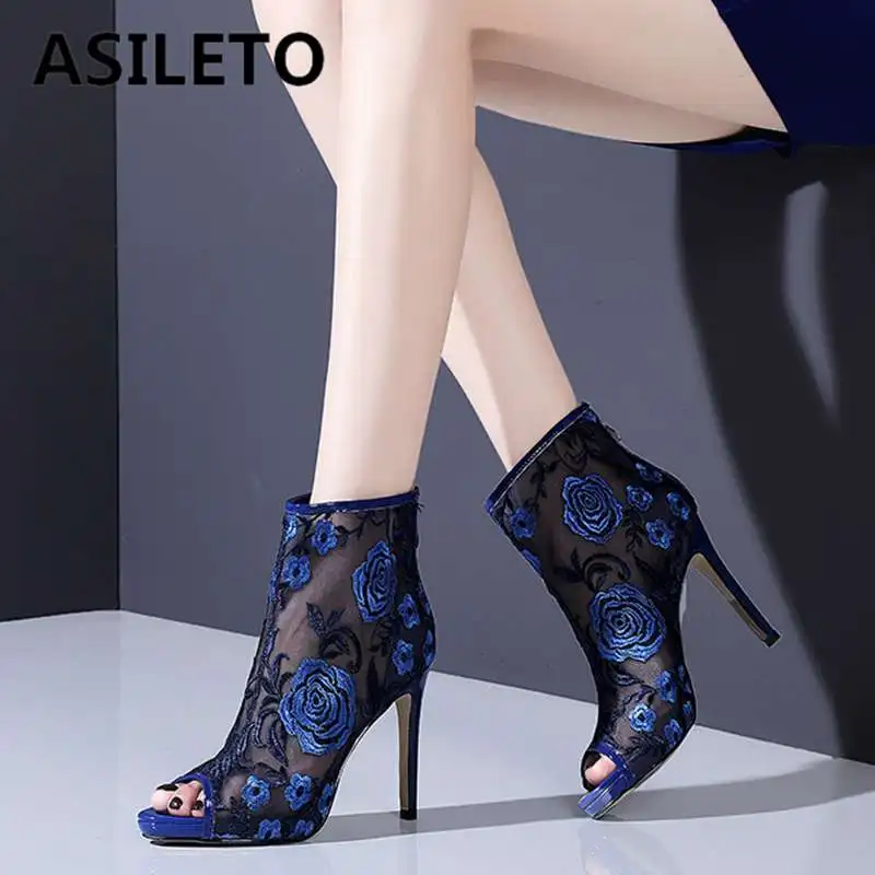 ASILETO летние сандалии с открытым носком сетчатые женские ботильоны на толстом