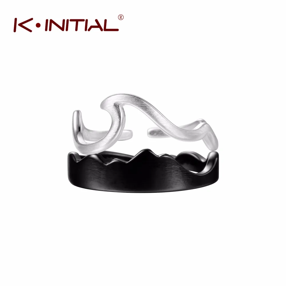 Kinitial Модные кольца с волной черного океана для женщин новые горы пляжные