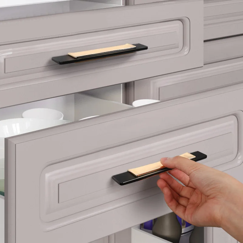 Современные дверные ручки и для кухонного шкафа металлические фурнитура черного