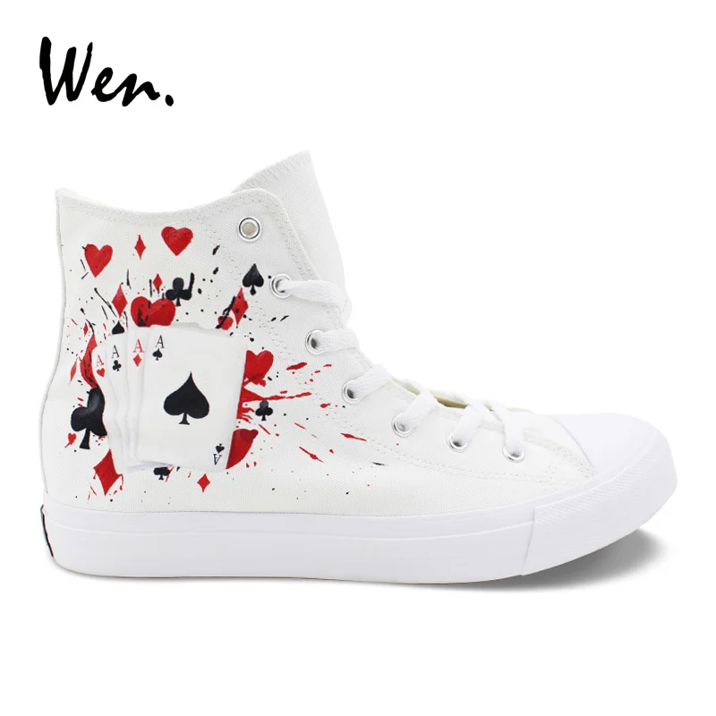 

Wen Original Poker Dice Hand Painted Canvas Shoes Platform Sneakers Espadrilles Women Graffiti Shoes Men High Top Plimsolls