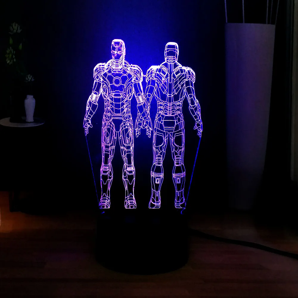 Amroe новинка 2019 3D LED USB сенсорный новый атмосферный Настольный светильник Marvel два