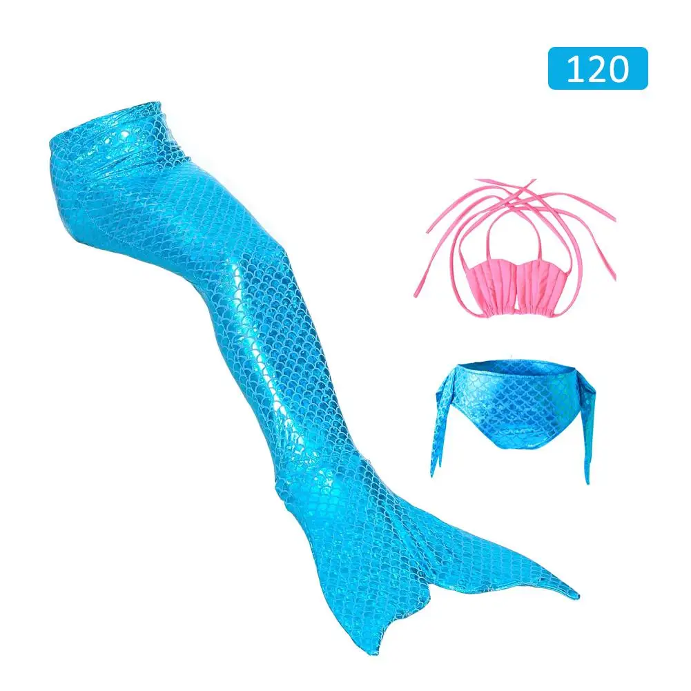 Blue 120 3 шт Летний Пляжный Купальник с хвостом Русалочки купальный костюм косплей подарок для детей девочек - Цвет: Blue 120
