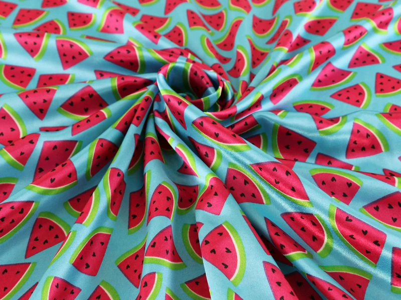 Мягкий шелковистый атласный шармёз материал шарфы подкладки Diy арбуз ткань|watermelon