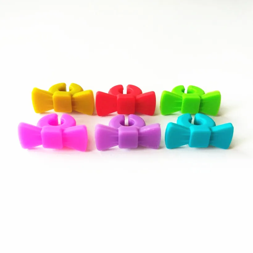 6 шт. силиконовые маркеры для Винных Бокалов с галстуком бабочкой|Украшения