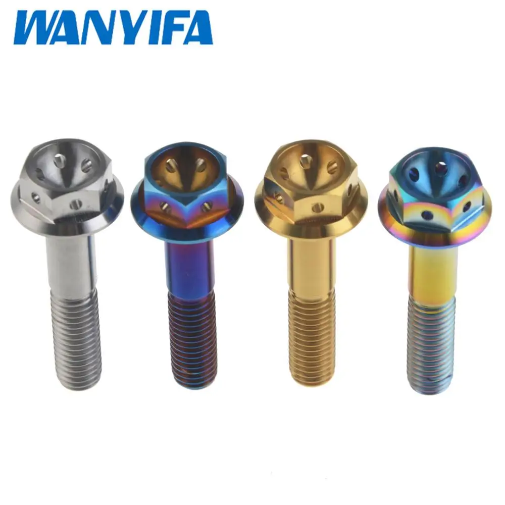 Титановые болты waniifa M8 20 25 30 35 40 45 55 мм с фланцевой головкой, шестигранные винты для мотоцикла