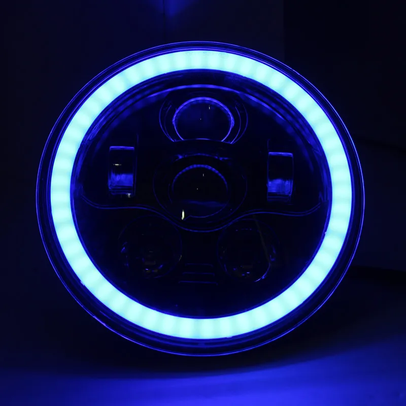 7 дюймовый светодиодный RGB светодиодные фары &quotКруглый Передние мигающий rgb