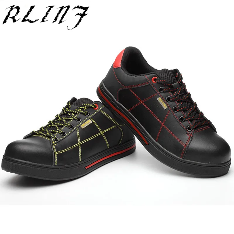 RLINF 2018 повседневные Черные защитные ботинки из натуральной кожи защита от ударов