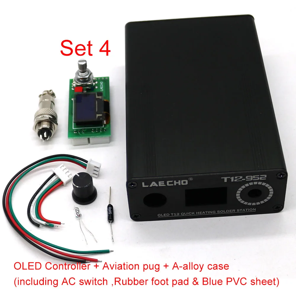 Set 4 QUICKO T12 STC-OLED пайки паяльная станция DIY частей комплекты T12-952 цифровой Температура контроллер паяльник с металлический корпус - Цвет: Set 4