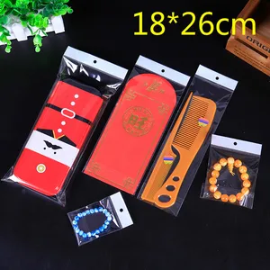 Оптовая продажа 100 шт.лот 18 см * 26 см Прозрачное самоклеящееся уплотнение пластиковый пакет OPP полиэтиленовый пакет Розничные упаковочные мешки для хранения с отверстием для подвешивания