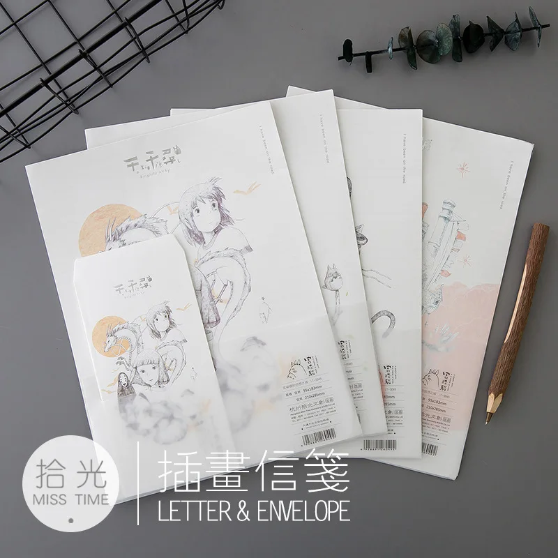 9 шт./компл. 3 конверта + 6 бумаг для письма Hayao Miyazaki конверт бумажного школьные