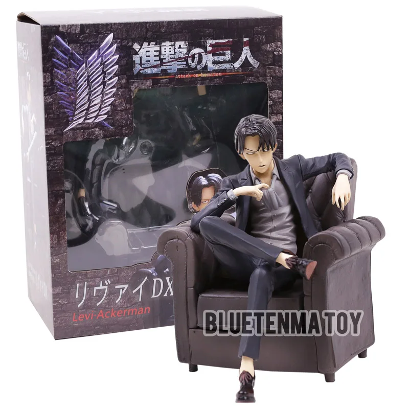 Черный костюм Атака Титанов Levi Ackerman сидящий диван Ver. ПВХ фигурка Коллекционная