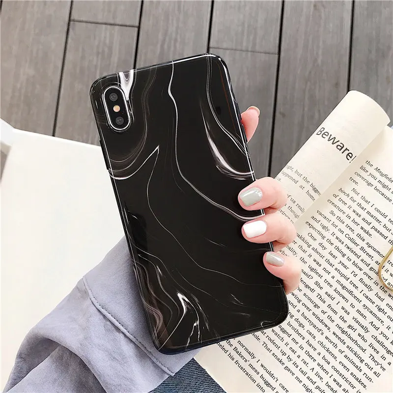 Художественный волнистый мраморный чехол для iPhone X XS Coque XR Max 8 7 6 S Plus Мягкий ТПУ