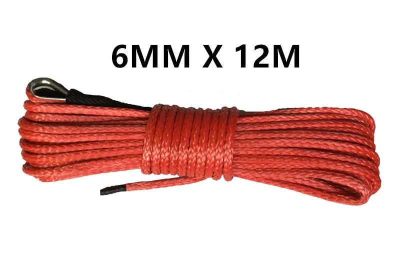 6 мм x 12 м синтетический трос лебедки кабель UHMWPE плазменная веревка с оболочкой автомобильные аксессуары