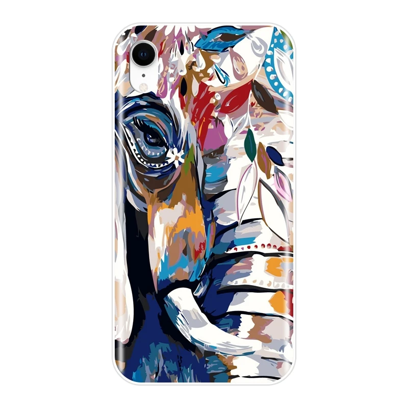 Мягкая задняя крышка Art Rabbit Cat Elephant для Apple iPhone X XR XS MAX 8 7 6 S силиконовый чехол