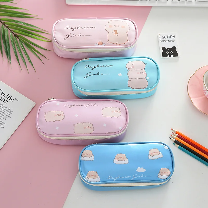 Kawaii Porket Карандаш Чехол с мультипликационным принтом из искусственной кожи Большие Ёмкость пенал для карандашей Карандаш Чехол студентческой ручки сумка, школьные принадлежности канцелярские товары