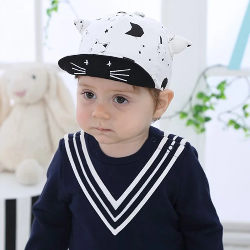 New Fashion Kid Baseball Cap Cotton Printed Infant Toddler Cartoon Ox Horn Hat Boy Girl Peaked Caps For 6-36 Months Baby | Аксессуары