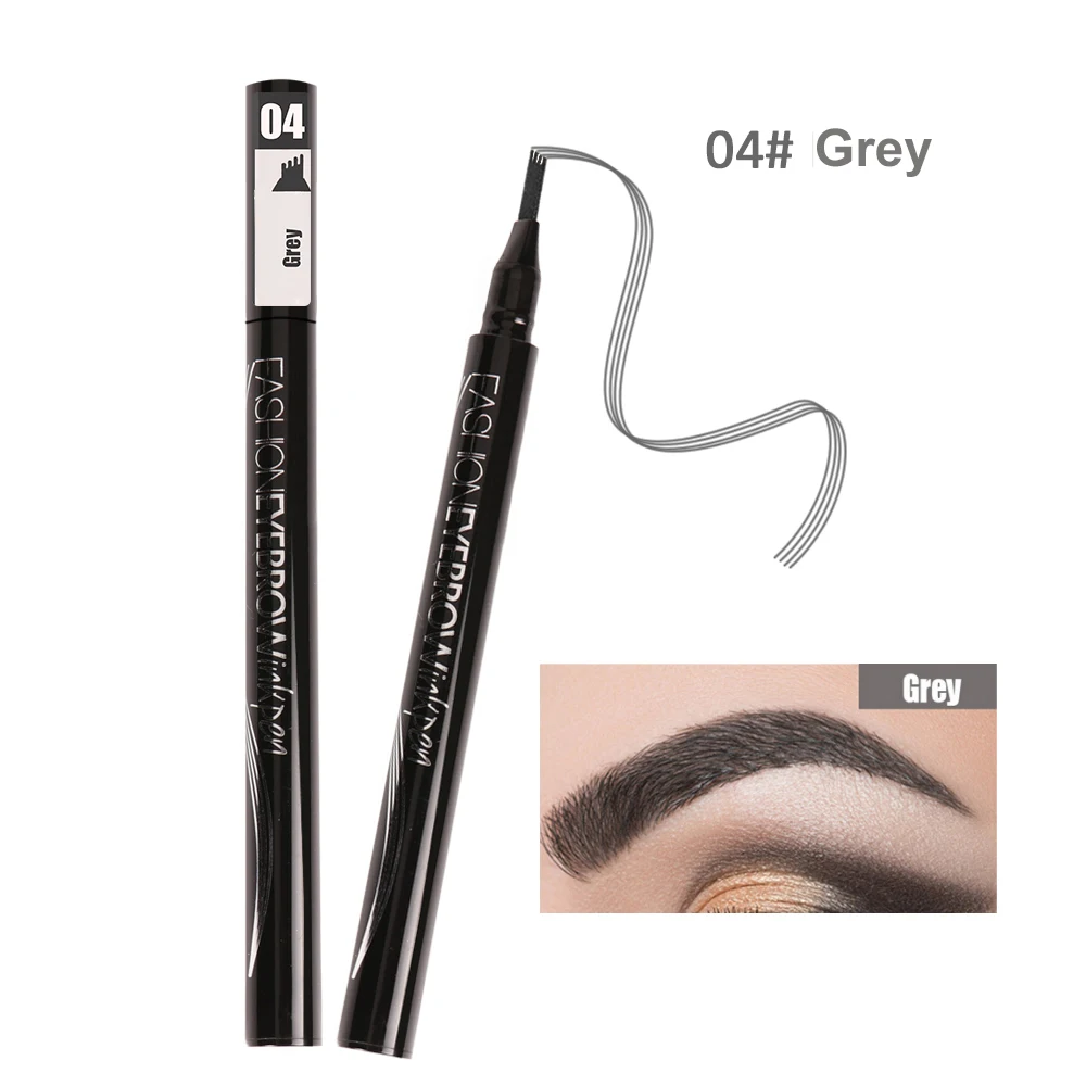 Водостойкая Microblading бровь Татуировка ручка жидкий оттенок бровей карандаш 4 головки карандаш для бровей с микро-вилкой кончик глаза макияж