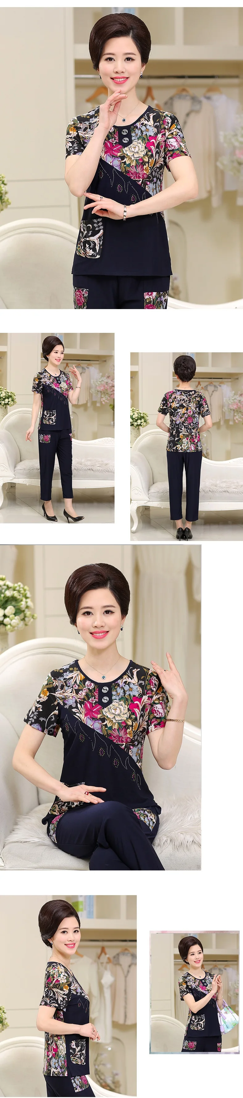Female clothes NEW 2 piece set women fashion Summer clothes for womens printing pant and top plus size two piece sets K3799
