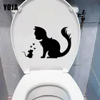 YOJA 24.3X15.5CM Кот и Мышь любовь наклейки для туалета в детской комнате украшение стены Стикеры T5-0148