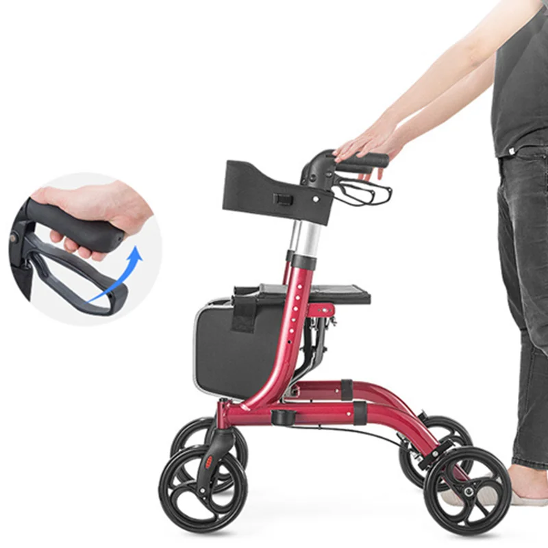 JayCreer Rollator Walker легкая алюминиевая петля тормоза складные ходунки для взрослых Регулируемая высота сиденья ноги и руки