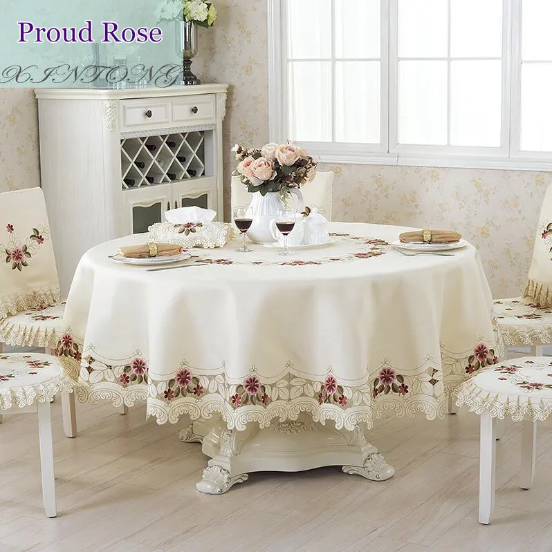 Proud Rose вышитая скатерть для стола круглая скатерть подушка для стула Высококачественная кисточка для стола с флагом свадебное украшение