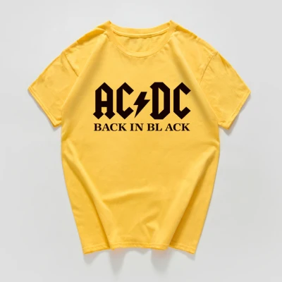 B146MT yellow Уличная одежда AC/DC футболки женские/мужские рок-группа футболка размера плюс хлопок крутая футболка женская одежда винтажные Топы - Цвет: B146MT yellow