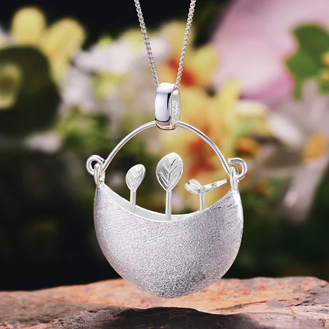 Женский кулон «Мой маленький сад» Lotus Fun, кулон без цепочки ручного изготовления из настоящего серебра 925 пробы