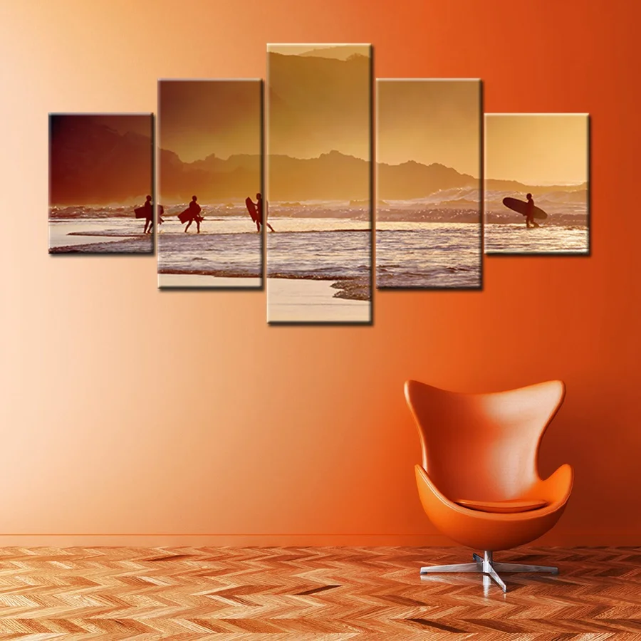 Красный Сумерки закат стены граффити Печать на холсте досок для серфинга пейзаж