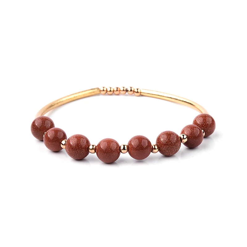Brown Sandstone Браслет BOJIU 7 Чакра из лавового камня для женщин с золотыми трубками, кварцевым камнем, ароматерапия, эфирные масла, диффузный браслет, ювелирные изделия, BC200 - Окраска металла: Brown Sandstone