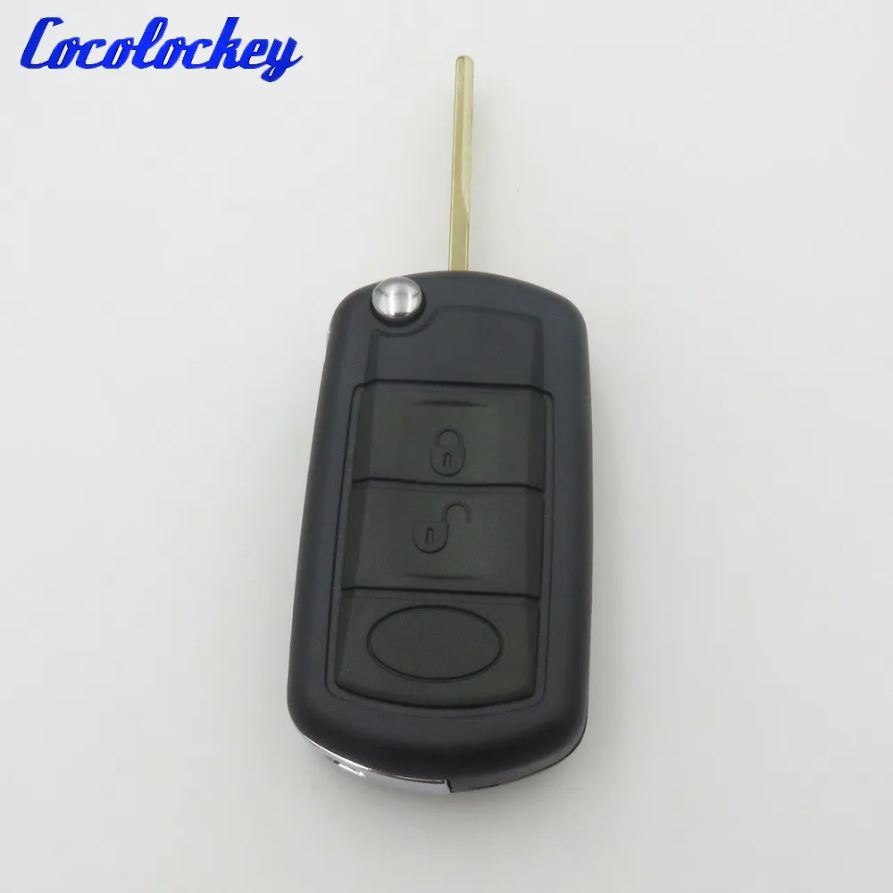 Cocolockey 3 кнопки складной пульт дистанционного ключа оболочки корпуса для Land Rover LR3 для Range Rover Sport с большое лезвие без логотипа