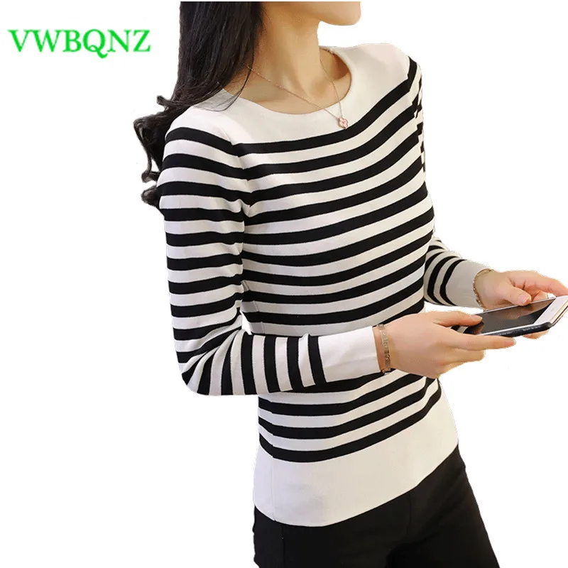 Весна-Осень 2020 новинка женский полосатый пуловер свитера Корея свободный